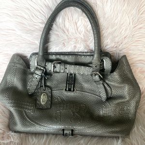 Fendi Selleria gray silver doctor/satchel handbag purse